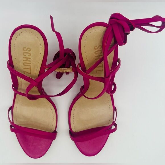 Schutz | Deonne Wedges | Ankle Tie | Hot Pink | Size 6.5, 7 - Picture 4 of 11